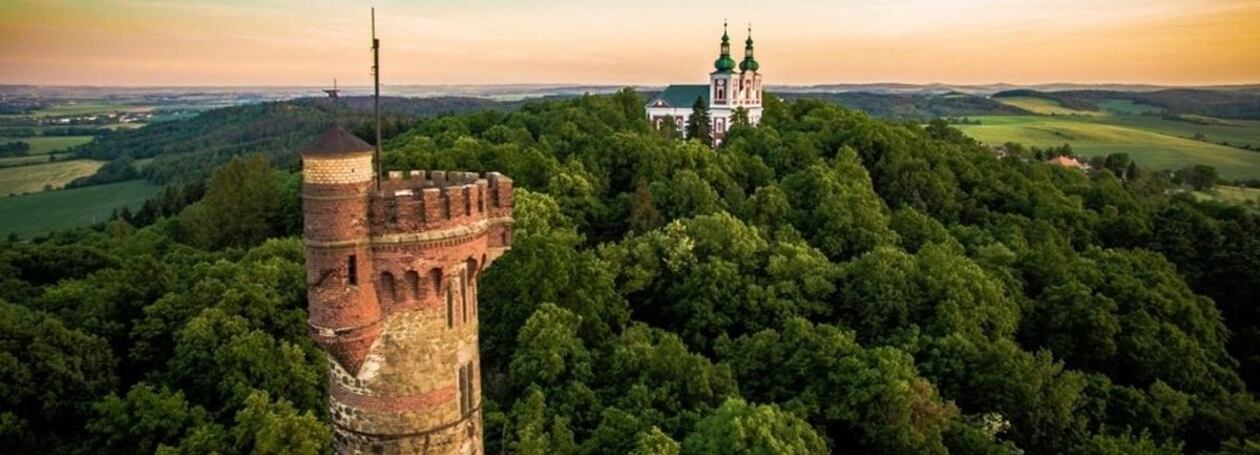 Observation tower and the church - Krnov
